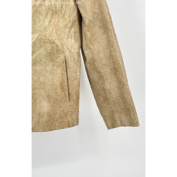 Mossimo Tan Women's Genuine Leather Animal Print Jacket Long‎ Sleeve Size Medium - Picture 4 of 8